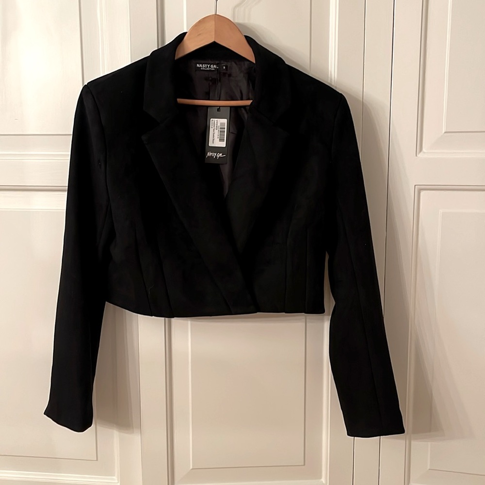 Nasty Gal Cropped Faux Suede Blazer NWT